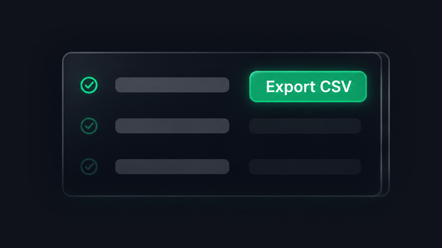 Anteprima grafica dell’esportazione dei dati in formato CSV.